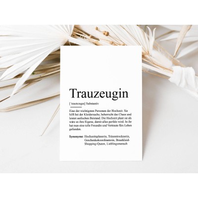 10x Definition "Trauzeugin" Postkarte - 1