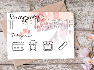 10x Babyparty - Tippkarten "Blush" - 2