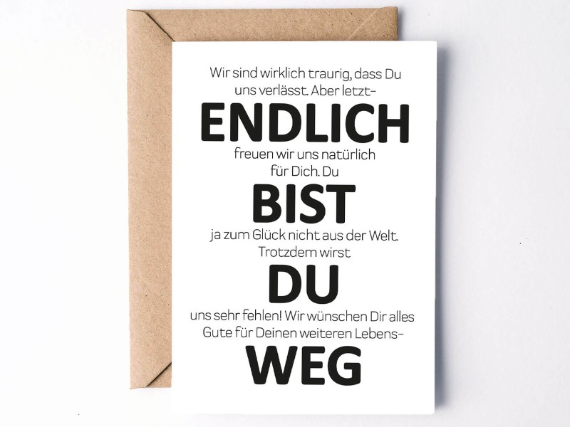 5x "Endlich bist Du weg" Grußkarte - 1