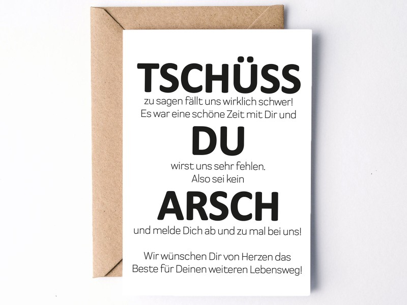 5x "Tschüss Du Arsch" Grußkarte - 1